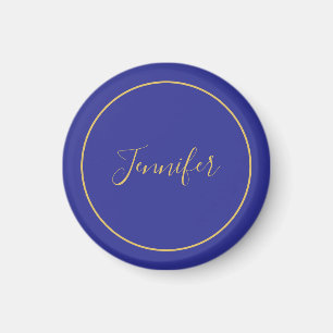 Moderne Blaue und Goldene Kalligrafie Einfach Einz Magnet