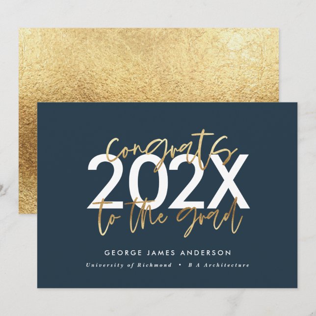 Moderne, blaue und goldene Schrift, stilvoller Abs (Vorne/Hinten)