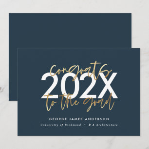 Moderne, blaue und goldene Schrift, stilvoller Abs Einladung