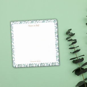 Moderne blaue und grüne botanische Grenzklemme Post-it Klebezettel