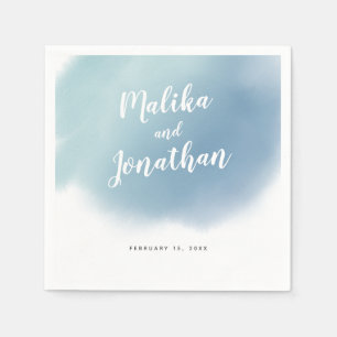 Moderne blaue und grüne Wasserfarbe Ombre Wedding Serviette