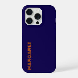 Moderne blaue und orange personalisierte Name Hand iPhone 15 Pro Hülle