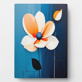 Moderne blaue und orangefarbene Kunst Fotoplatte