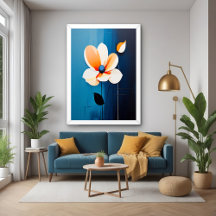 Moderne blaue und orangefarbene Kunst