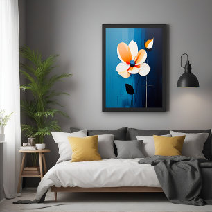 Moderne blaue und orangefarbene Kunst Poster