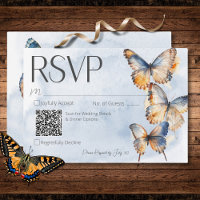 Moderne blaue und rostfarbene Schmetterlinge QR-Co