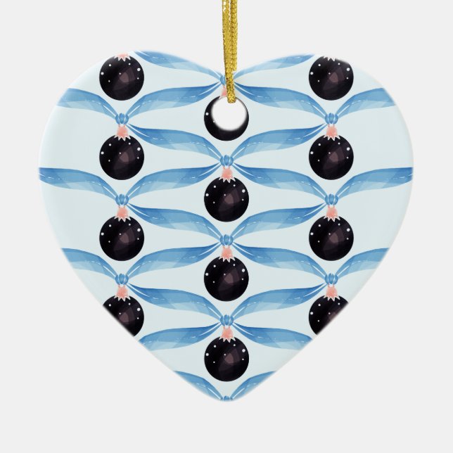 Moderne blaue und schwarze Keramik-Weihnachtsbaumd Keramik Ornament (Vorne)