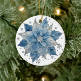 Moderne blaue und silberne Weihnachtsstern-Weihnac Keramik Ornament