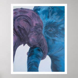 Moderne Blaue und Violette Elefanten-Expressionist Poster