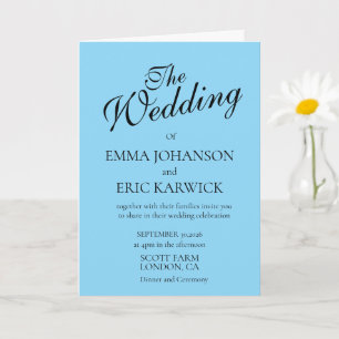 Moderne blaue und weiße einfache Hochzeitseinladun Karte