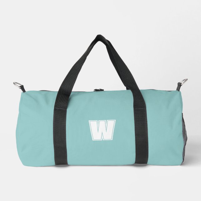 Moderne blaue und weiße Monogrammanfangsbuchstabe  Duffle Bag (Vorderseite)