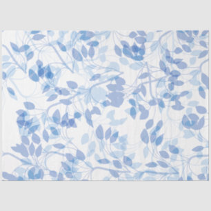 Moderne Blaue und Weiße Tropische Blätter im Trend Seidenpapier