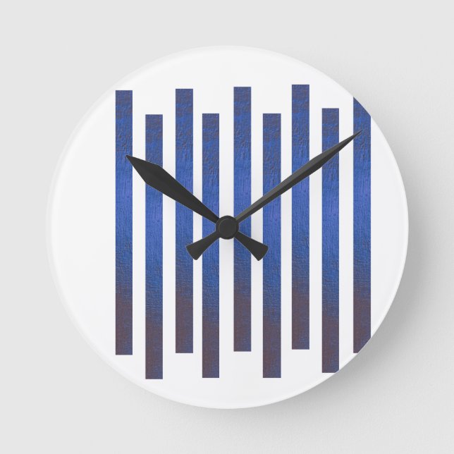 Moderne blaue vertikale Streifen Wanduhr (Vorderseite)