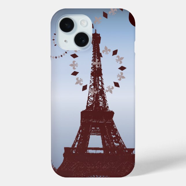 moderne blaue vintage paris eiffelturm Case-Mate iPhone hülle (Rückseite)