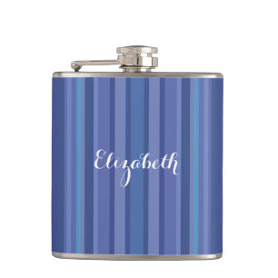Moderne blaue violette Streifen benutzerdefinierte Flachmann