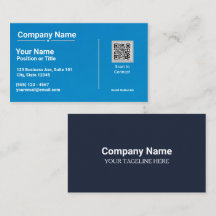 Moderne blaue Visitenkarte mit QR-Code
