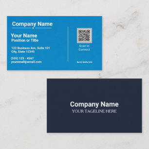 Moderne blaue Visitenkarte mit QR-Code