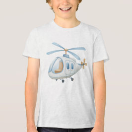Moderne Blaue Wasserfarbe Helikopter Kinderzimmer  Tri-Blend Shirt