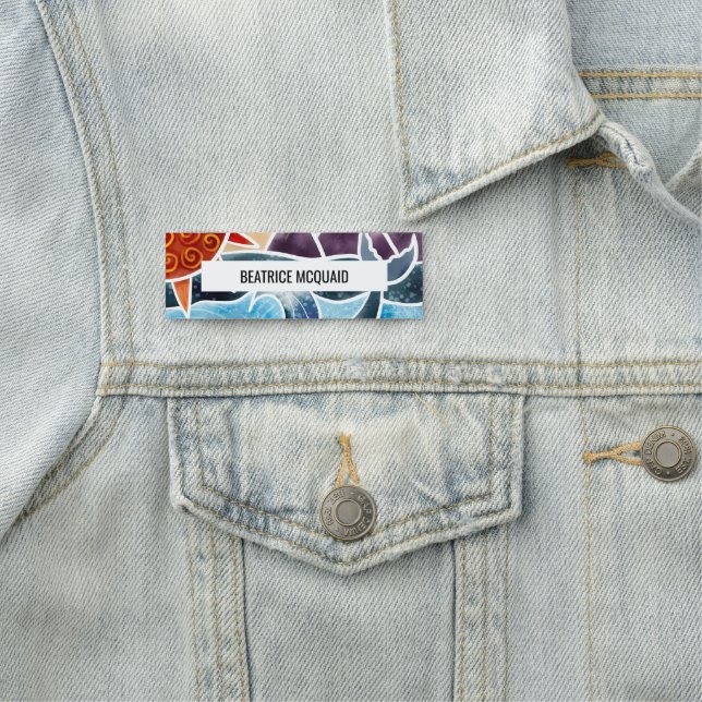 Moderne Blaue Wasserfarbe Whale Küste Namensschild (Beispiel)