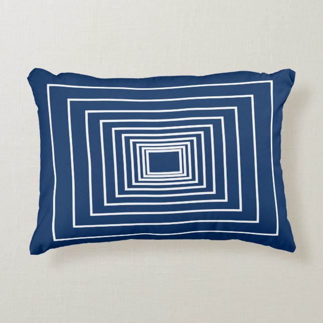 Moderne blaue, weiße Kuben minimalistisch Dekokissen (Vorderseite)