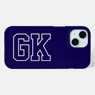 Moderne Blaue Weiße Monogramm Anfangsbuchstaben Case-Mate iPhone Hülle