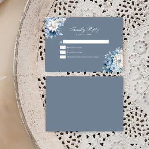 Moderne, blaue Wildblumen mit RSVP-Hochzeitkarte Dankeskarte