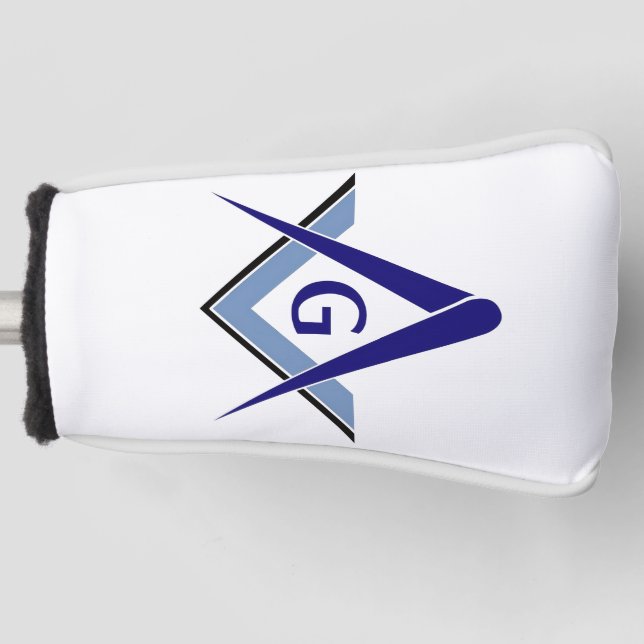 Moderne blaue Winkel und Zirkel Golf Headcover (Vorderseite)