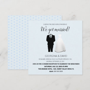 Moderne Blaue Wir haben geheiratet! Hochzeit Ankündigung