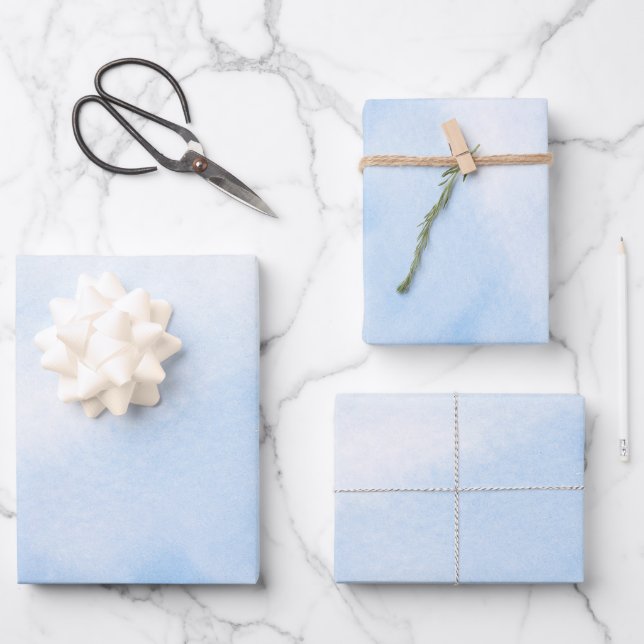 Moderne blaue Wolken Geschenkpapier Set (Vorderseite)