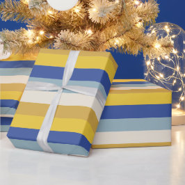 Moderne blaugelbe goldene Streifen Hanukkah Geschenkpapier