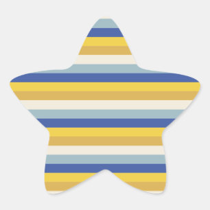 Moderne blaugelbe goldene Streifen Hanukkah Stern-Aufkleber