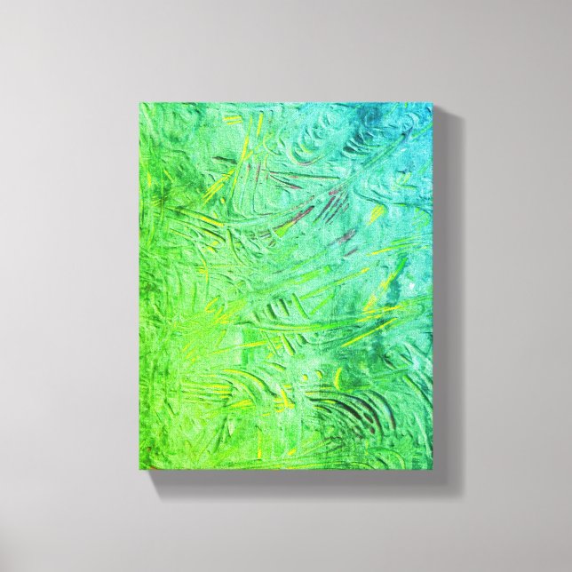 Moderne blaugelbe Grüne Abstrakte Kunst Leinwanddruck (Vorderseite)