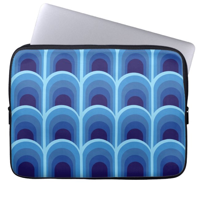 Moderne Blaugradient-Bogen-Muster  Laptopschutzhülle (Vorderseite)