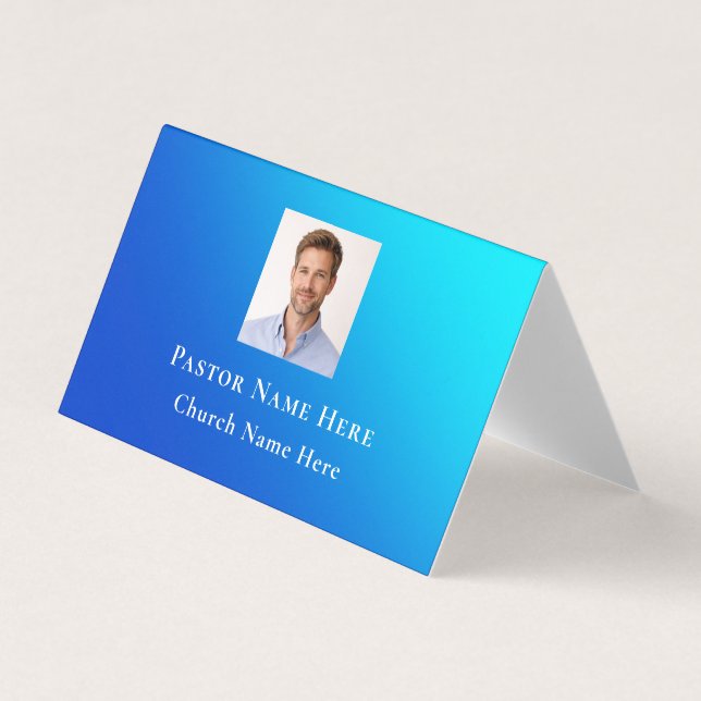 Moderne Blaugradient-Text-QR-Code-Foto mit individ Visitenkarten (Vorderseite)