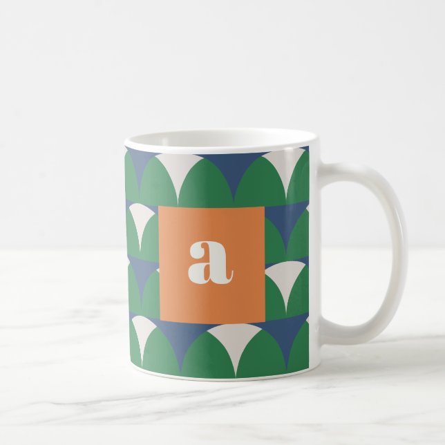 Moderne blaugrüne geometrische Retro-personalisier Kaffeetasse (Rechts)