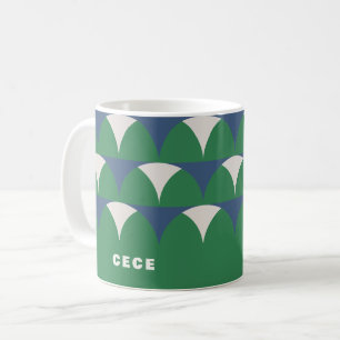 Moderne blaugrüne geometrische Retro-personalisier Kaffeetasse