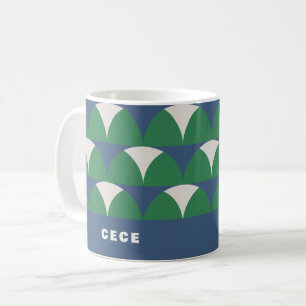 Moderne blaugrüne geometrische Retro-personalisier Kaffeetasse