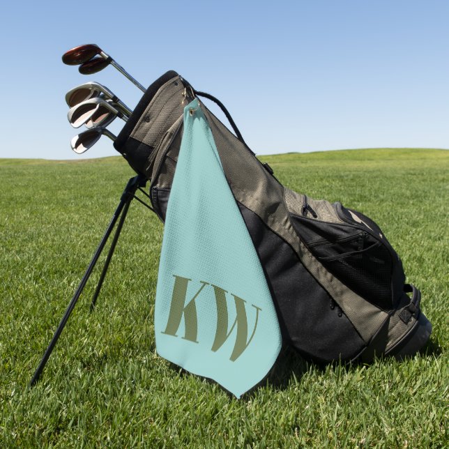 Moderne Blaugrüne Monogramm-Initialen Personalisie Golfhandtuch (Gras)