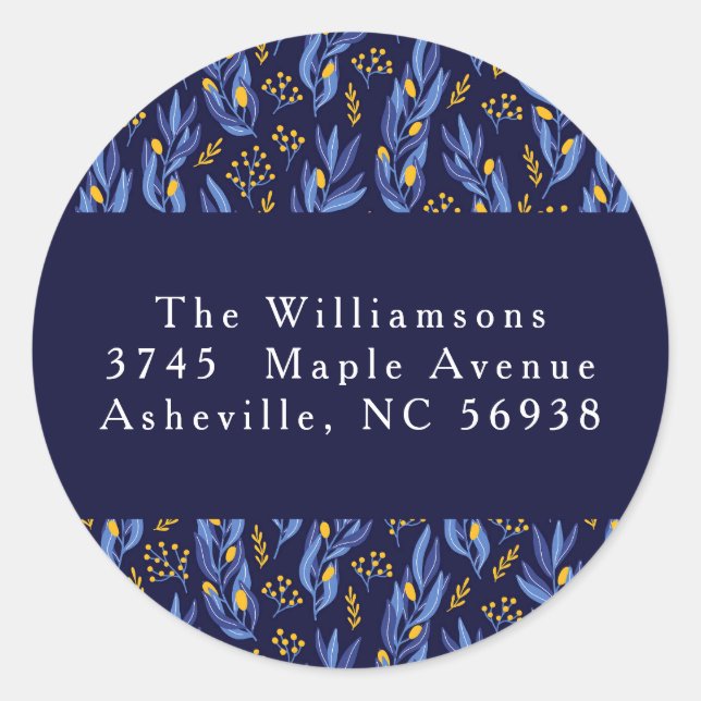 Moderne bläuliche Hanukkah-Rücksendeadresse Runder Aufkleber (Vorderseite)