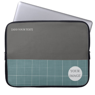 Moderne Blaupause Geometrische Gitter Laptop-Hülle Laptopschutzhülle