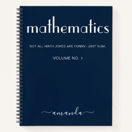 Moderne blauweiße Personalisierte Mathematik Notizbuch