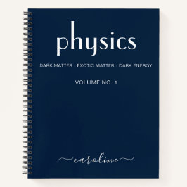 Moderne, blauweiße Personalisierte Physik Notizbuch