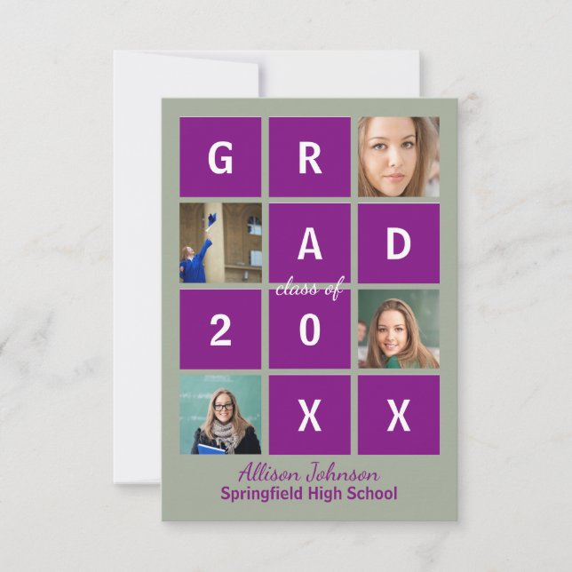 Moderne Blockbriefe & Foto - Grad 3X5 Einladung (Vorderseite)