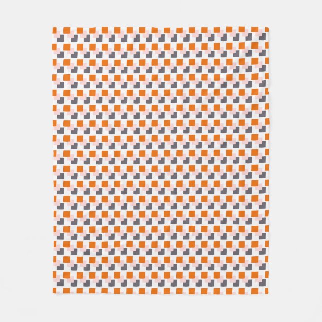 Moderne Blöcke Orange Pink Grau Fleecedecke (Vorderseite)