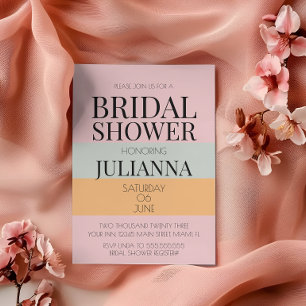 Moderne Blockrosa Mint Helle BRIDAL SHOWER Einladung