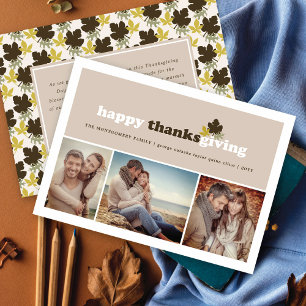 Moderne Blocks Herbstlaub Erntedank 3 Foto Feiertagskarte