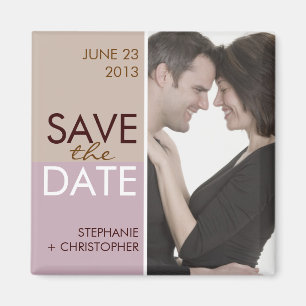 Moderne Blocks Save the Date Brown & Lavender Magnet