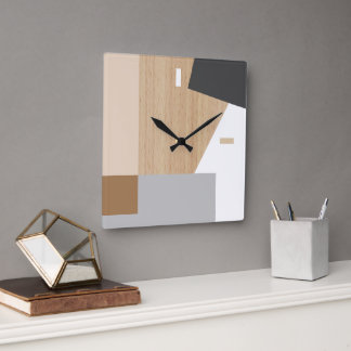 Moderne Blockstreifen Muster Kunst auf Imitaten Ho Quadratische Wanduhr