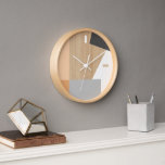 Moderne Blockstreifen Musterkunst auf Imitaten Hol Uhr<br><div class="desc">Moderne, weiße, dunkelgraue und hellgraue, pastellfarbene, hellbeige Imitat mit Holzboden. Klassisches Retro-Chic, elegantes und dennoch einfaches Grunddesign für den künstlerischen Zuhause-Dekordesigner, beliebter angesagter Trendsetter und kluger Motivliebhaber aus dem Mittelalter. Erhältlich auf originalen, klassischen, unterhaltsamen & trendigen Akzenten & Accessoires, um Ihr Master- oder Kinderzimmer, Kinderzimmer, Uni-Studentenheim, Esszimmer, Wohn- oder Familienzimmer,...</div>