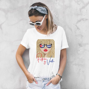 Moderne Blonde Frau Patria y Vida T - Shirt